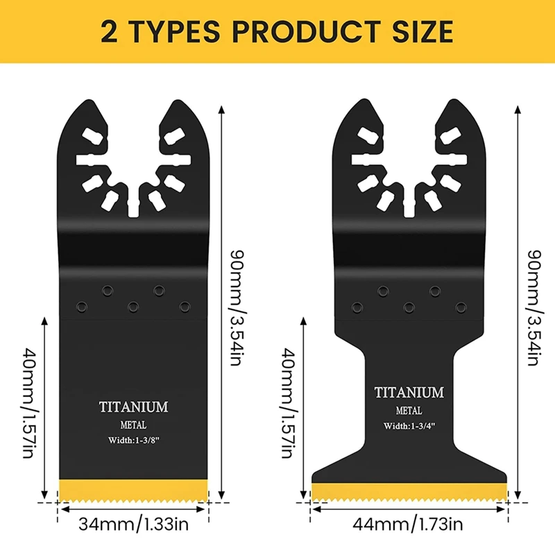 12PCS Titanium Oscillating Saw Blades, Multitool Blades For Cutting Hard Material, Metal Nails Wood And Plastic