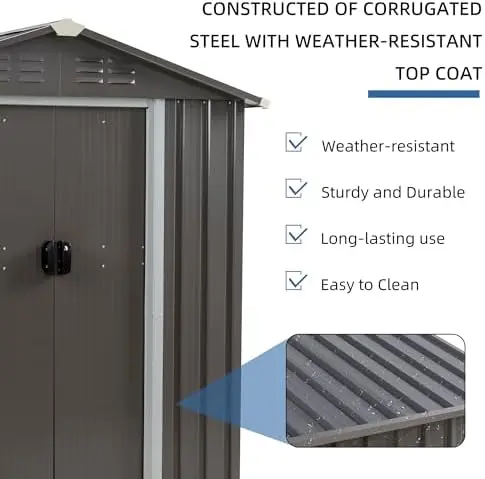 JY QAQA 5x3 FT Metal Outdoor Garden Storage Shed,Waterproof Metal Garden Sheds with Window and Lockable Double - view 5