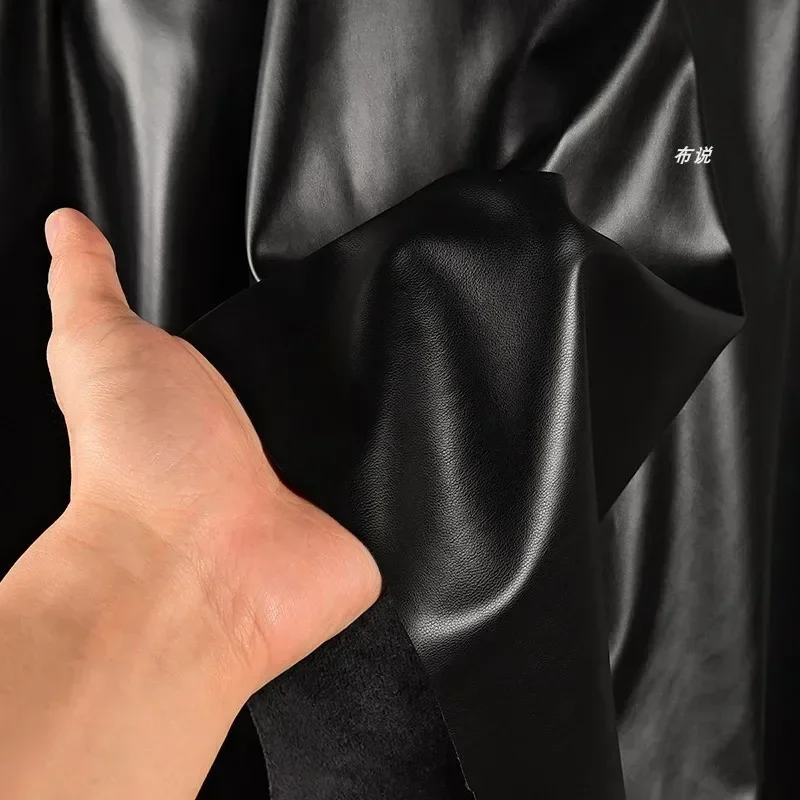 Suede PU Leather Fabric Black Soft Silky Elastic Leather Clothing Wholesale Cloth for Diy Apparel Sewing Material