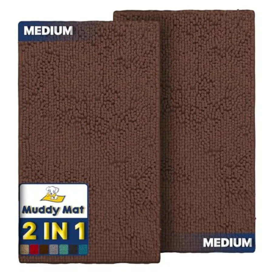 

® 2-Piece Medium 30"X19" AS-SEEN-ON-TV Highly Absorbent Microfiber Door Mat Bath Mat and Pet Rug Non Slip Thick Washable Soft C