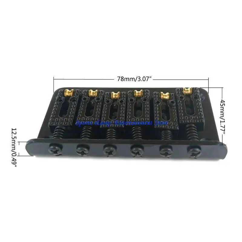G7nf 78mm 6 سلسلة الغيتار الأسطوانة السرج Hardtail Bridge Top Load Tailpiece Presection مع مسامير تركيب وجع على شكل L