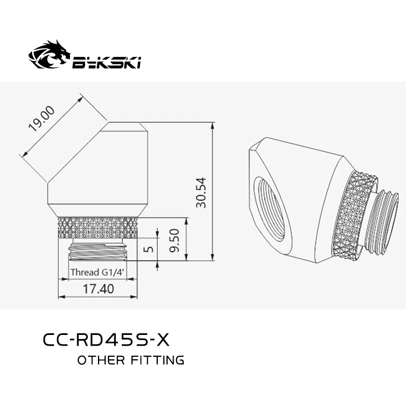 Bykski Water-cooled 45 degree Rotary Elbow For Heat Dissipation Hard Pipe Fittings Split Type Cooled Tube Connector CC-RD45S-X