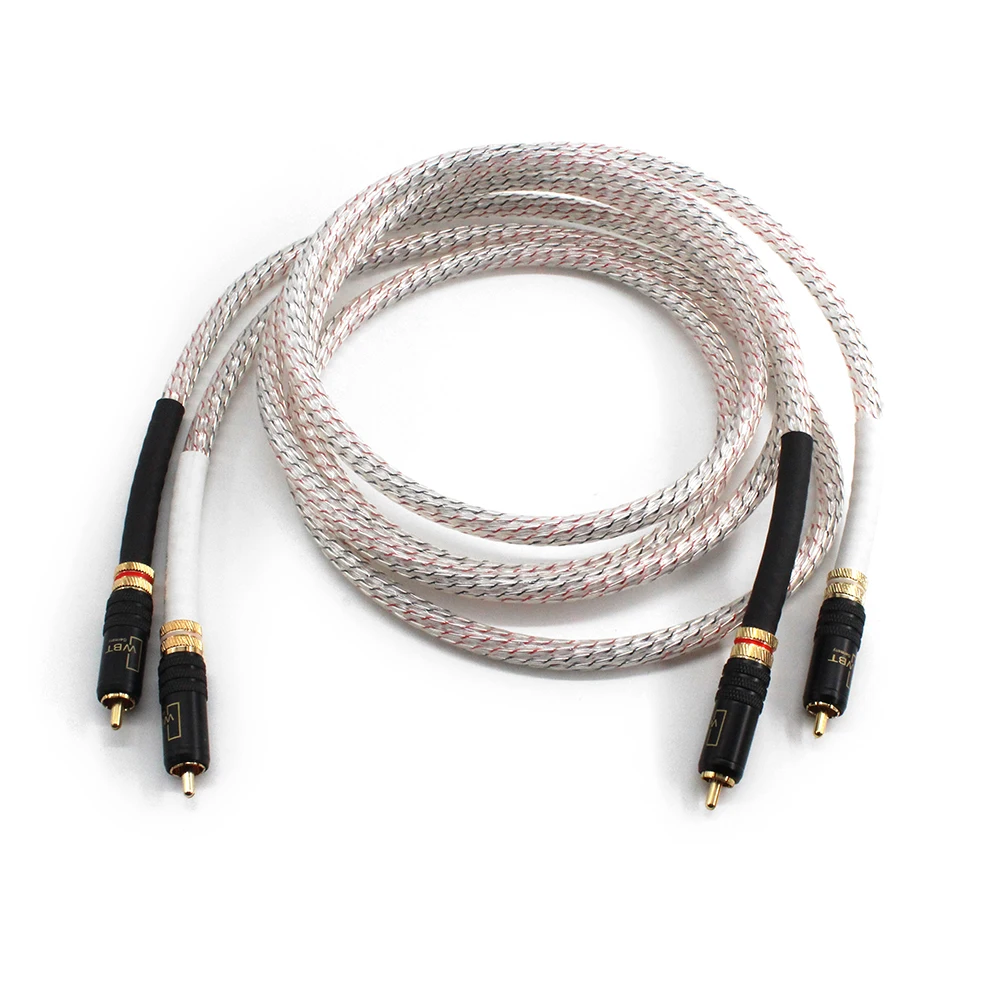 

High Quality Pair Nordost Valhalla 7N silver plated audio RCA interconnect cable with Gold Plated RCA plug connector