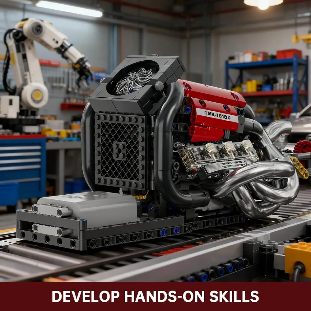 Kit di montaggio motore F1, giocattoli modello motore, set motore a combustione, kit educativo STEM da 10188 pezzi per età 14+