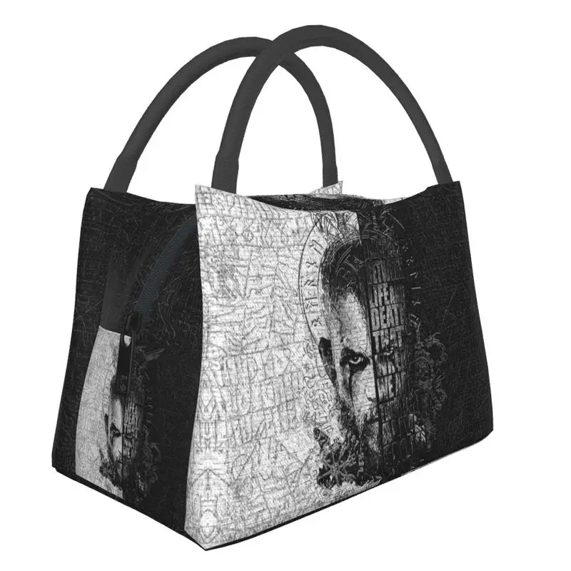 Vikings King Ragnar Lothbrok Quotes Lunch Bag Women Valhalla Warrior Lunch Container for Work Travel Storage Meal Food Box