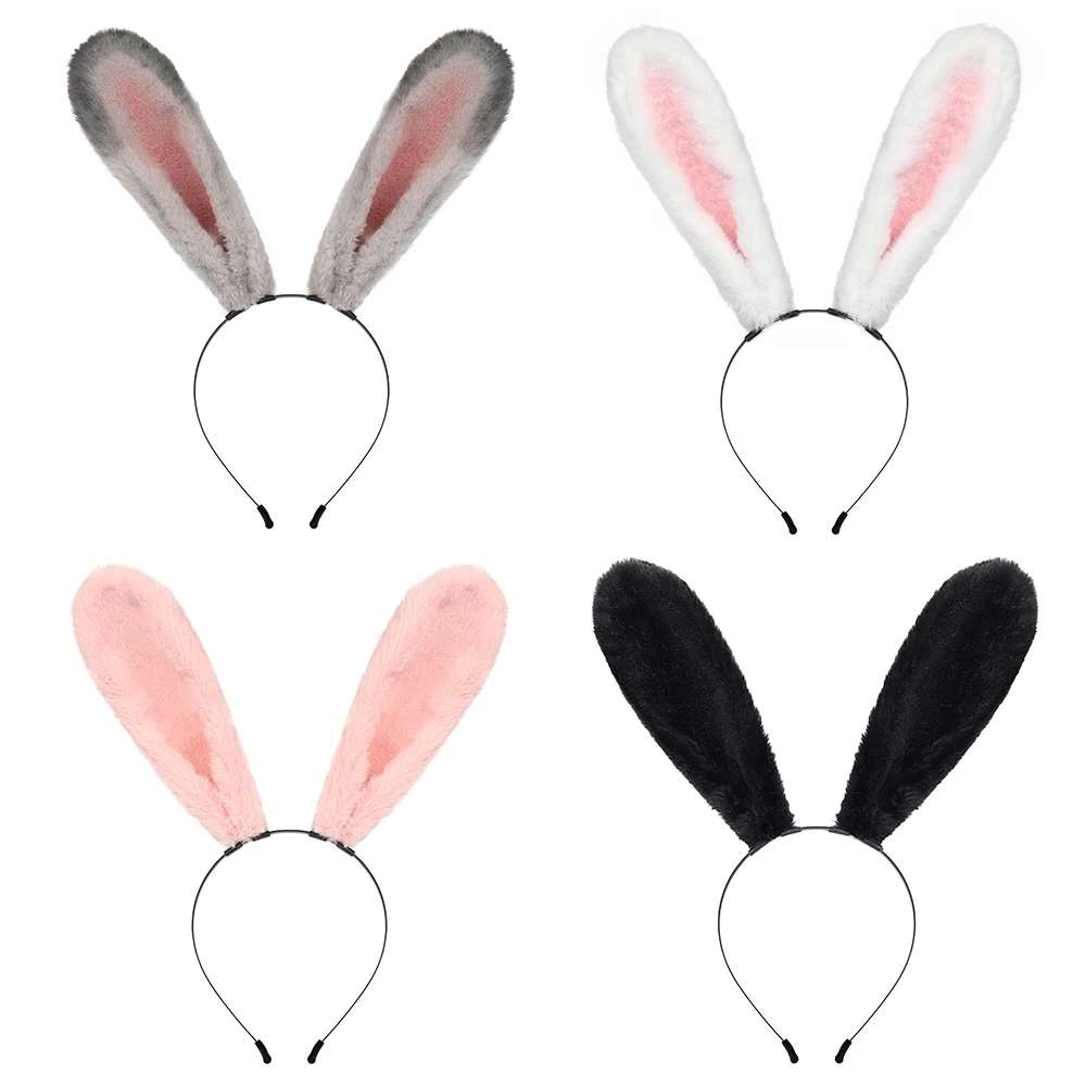

Kawaii Rabbit Ears Headwear Furry Animal Cosplay Prop Halloween Cosplay Headband Lolita Costume Accessory Girls JK Accessories