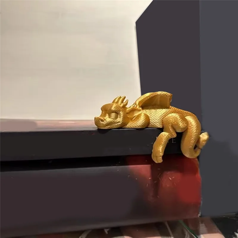 

AAAN-Dragon Bookends Sleeping Dragon Bookshelf Decor 3D Print Vintage Sleeping Dragon Bookshelf Figurine For Bookshelf