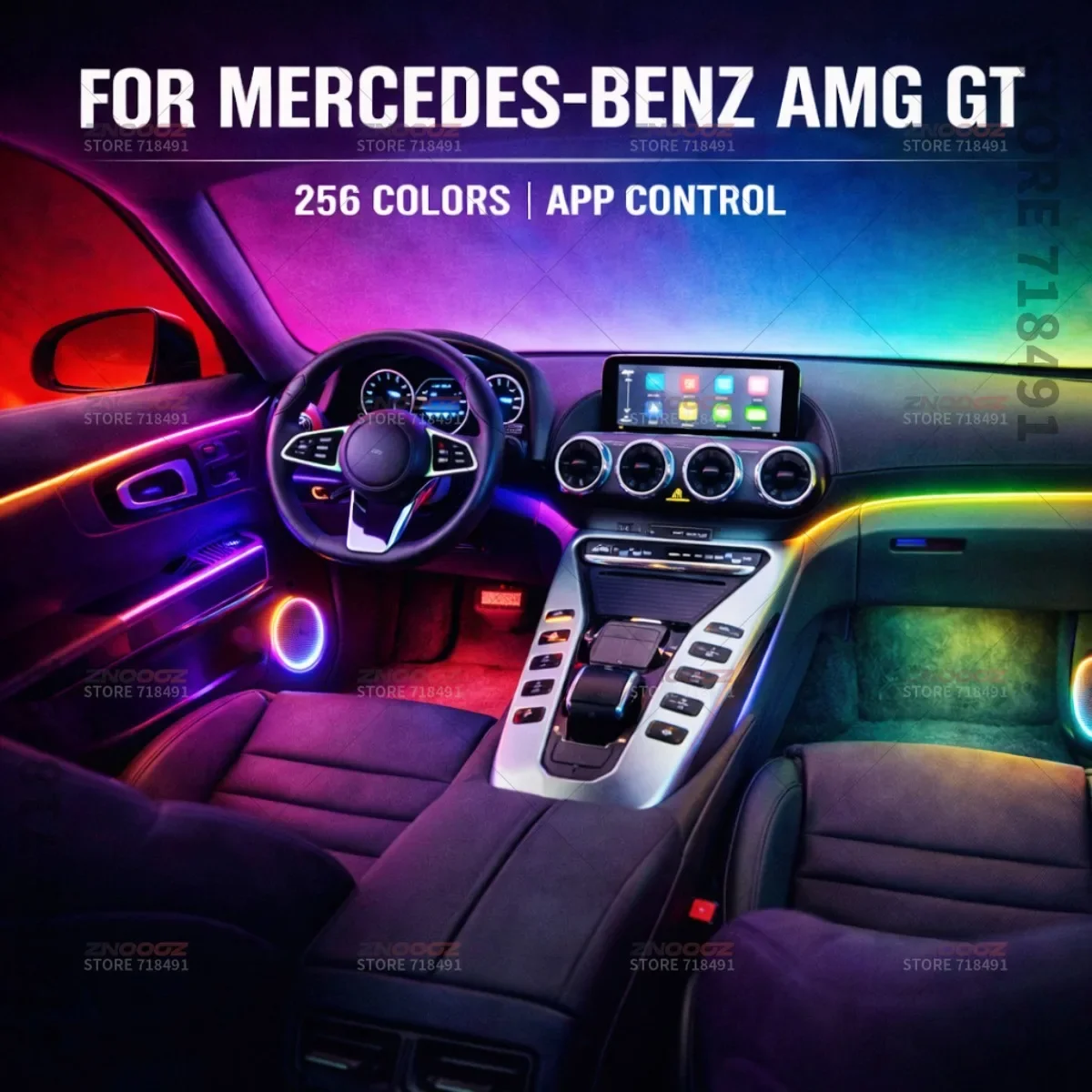 22in1 RGB Car Interior Acrylic Car Ambient Lights RGB Hidden Acrylic Strip Decoration Atmosphere Accessories For Benz AMG GT