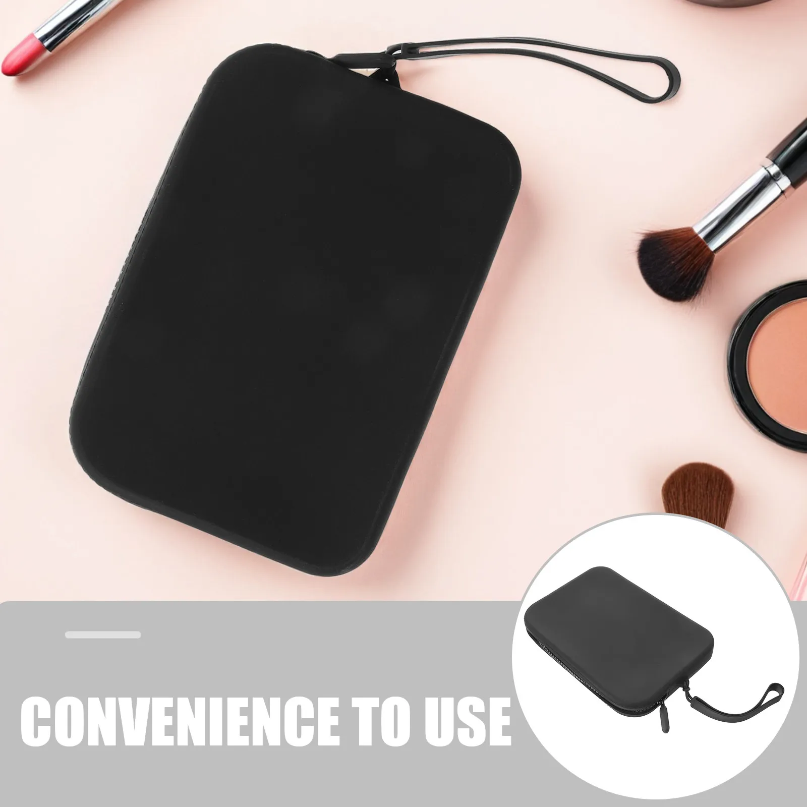 Square Silicone Makeup Bag Black Waterproof Travel Organizer Portable Brush Toiletry Holder Zipper Foldable Soft