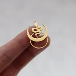 3pcs/lot Stainless Steel Moon Snake Charms for Jewelry Making Supplies Pendants Connector DIY Necklace Accessories Earrings