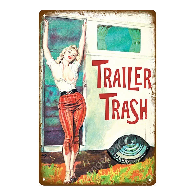 خمر PinUp فتاة علامة معدنية ريترو مثير سيدة جدار ديكور لشريط حانة نادي رجل كهف الحمام