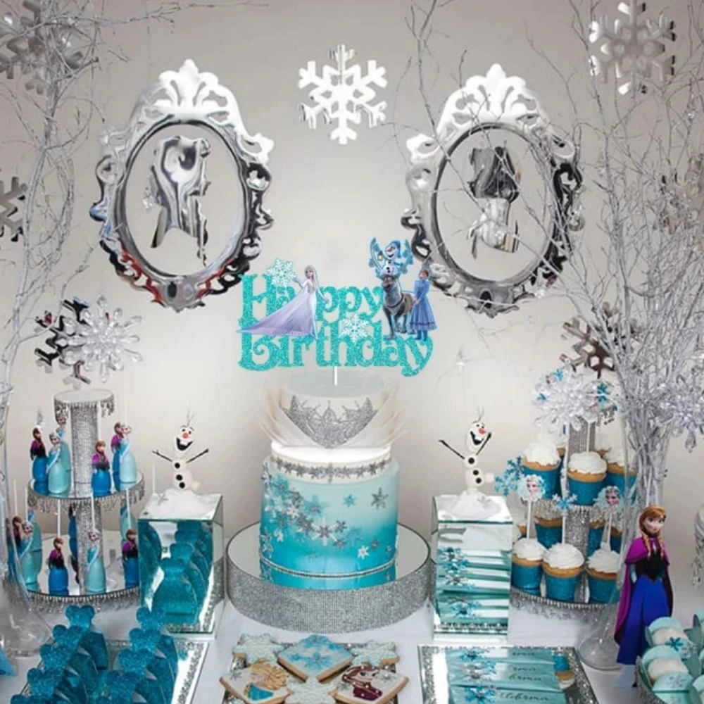 أغطية كعكة ديزني فروزن أولاف آنا إلسا برينسيس لتزيين حفلات أعياد الميلاد السعيدة للأطفال والبنات مستلزمات كعكة فروزن