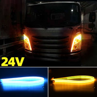 24V Truck Daytime Running Lights LED Turn Signal Light Flowing Yellow Light Start Dynamic Scan DRL Waterproof Truck Headlight