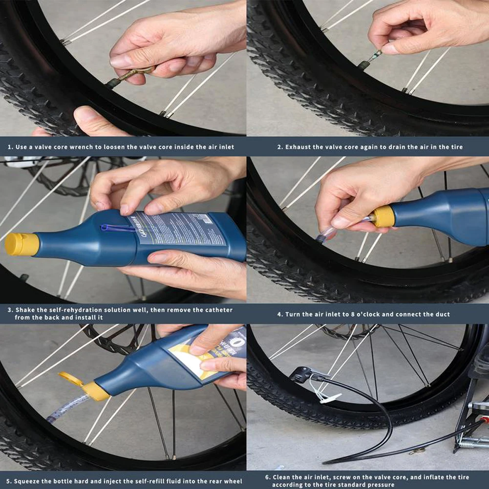 Bicycle Motorcycle Tire Self-rehydration Effective Fast Mountain Bike Tire Repair Fluid Tire Sealant Sealing Machine