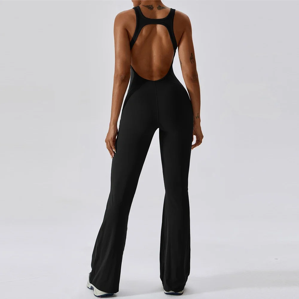 

Sexy Elegance Hollow Backless Long Sport Jumpsuits Women One Piece Gym Outfit Sleeveless Yoga Fitness Overalls White Black Brown