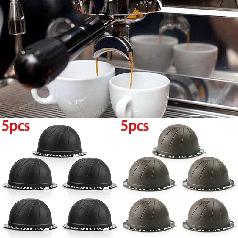 5PCS Reusable Coffee Capsules Cup Refillable Coffee Capsule Refilling Filter Coffeeware Accessories For Nespresso Vertuo