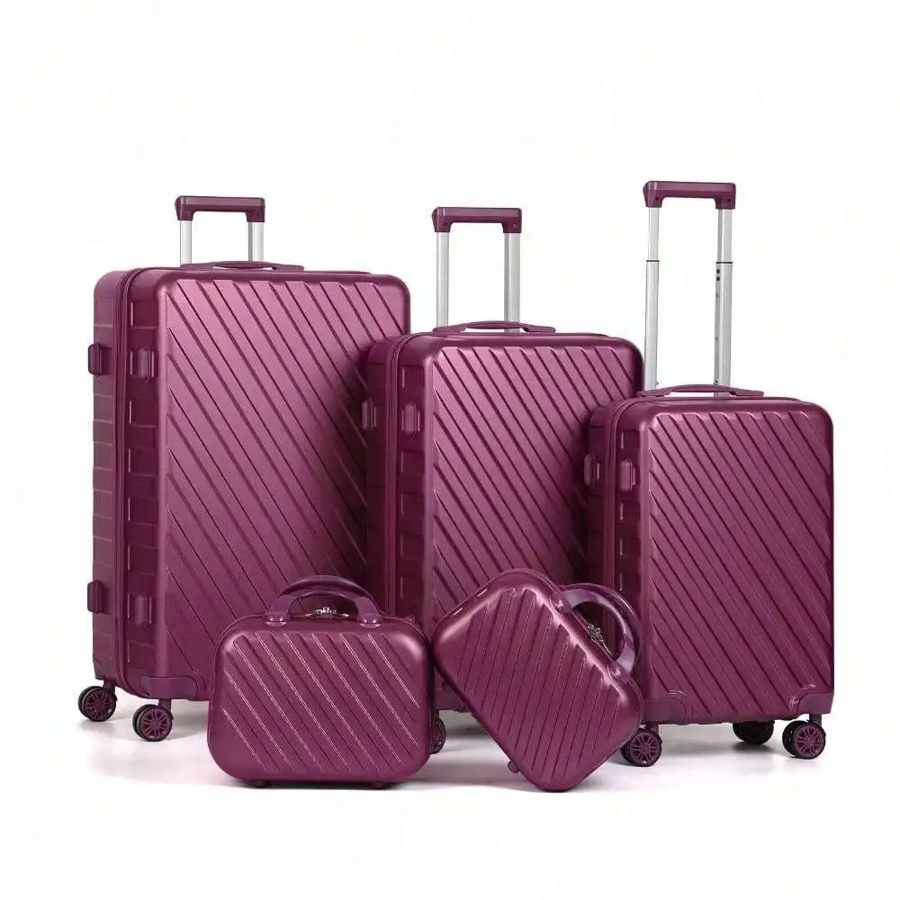 Luggage 5 Piece Set w/TSA Lock Spinner Wheels Carry on Hardshell Travel Suitcase