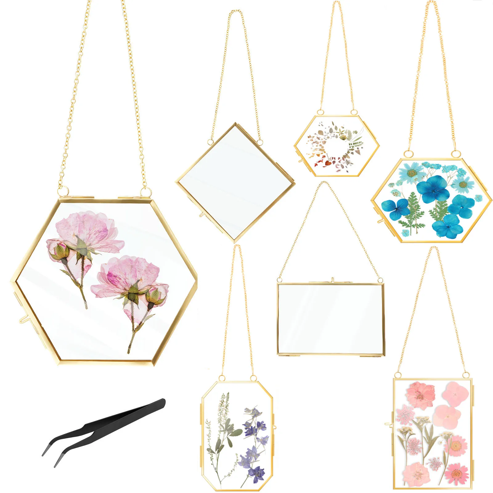 Glass Flower Frame Pressed Flowers Leaf Artwork Hanging Picture Frames Floating Pressed Flower Frames Wall Decor Photo Display