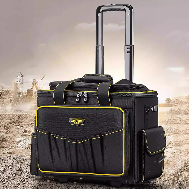 

Multifunctional Oxford Cloth Repair Electrician Bag Canvas with Wheel Pull Rod Type Tool Case Toolbox Work Cases Pulling Car Box