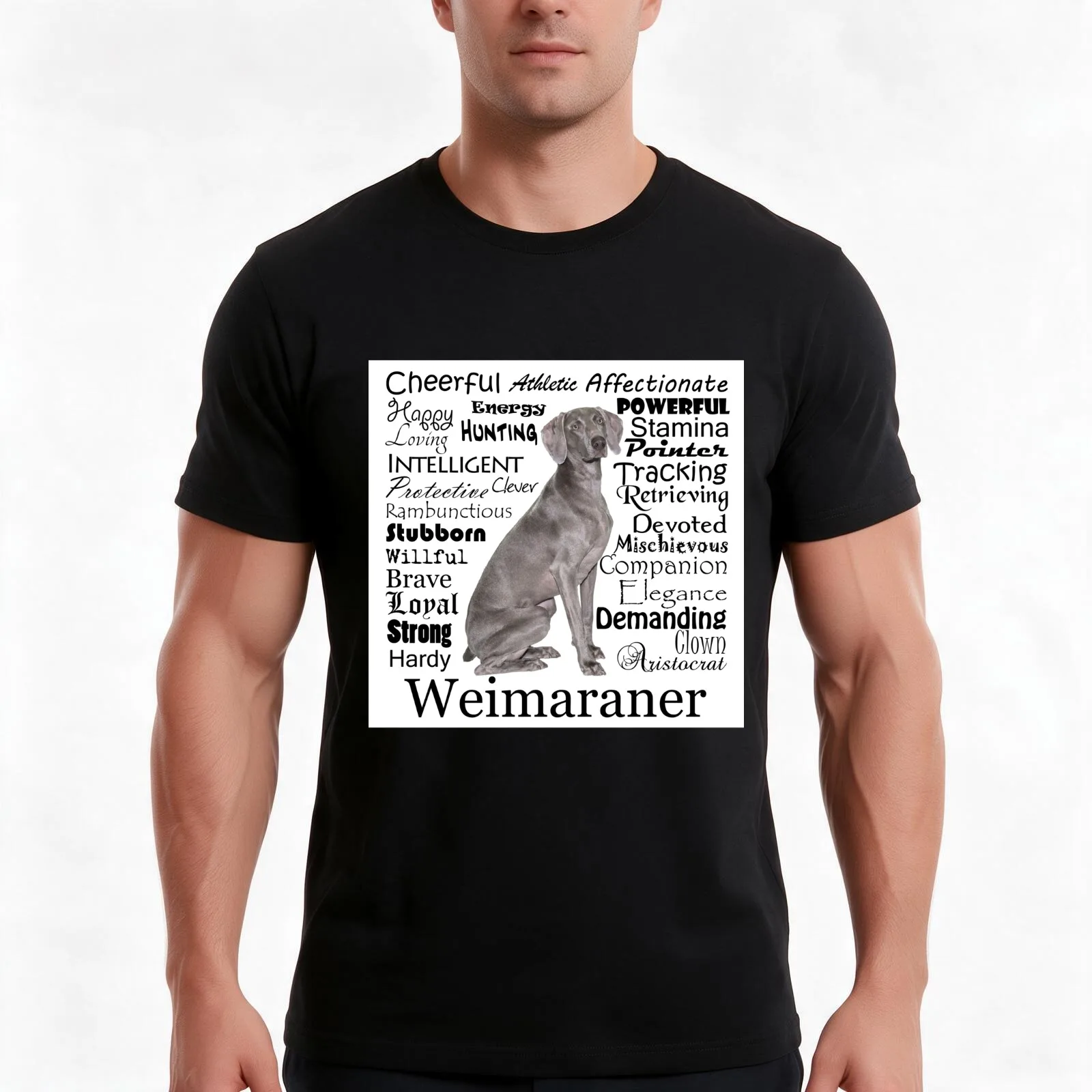 Weimaraner Traits T-Shirt, Summer Casual Cotton Tee, Oversized Streetwear Tops, Vintage Graphic Print, Loose Fit Short Sleeve