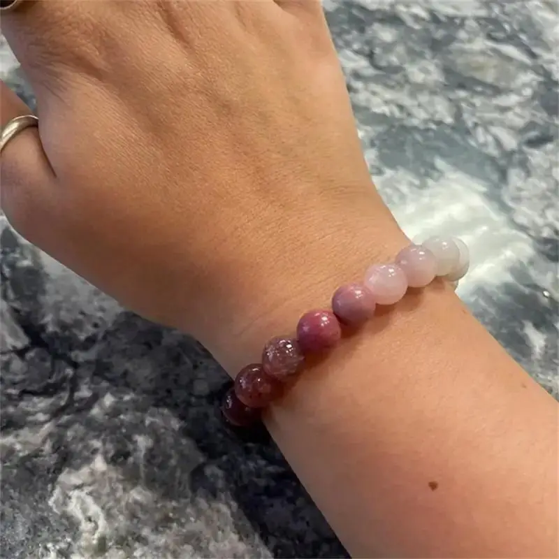 Gelang Amethyst Merah Muda Gelang Cinta Diri Kubik Hadiah Cinta Pasangan Perhiasan Cantik Gelang Manik-manik Batu Alam Asli Buatan Tangan