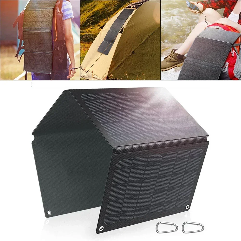 

30W 5V/12V ETFE Solar Panel Solar Charger Folding Pack USB /TYPE-C Output Charging For Outdoor Mobile Phone Charging Supplies