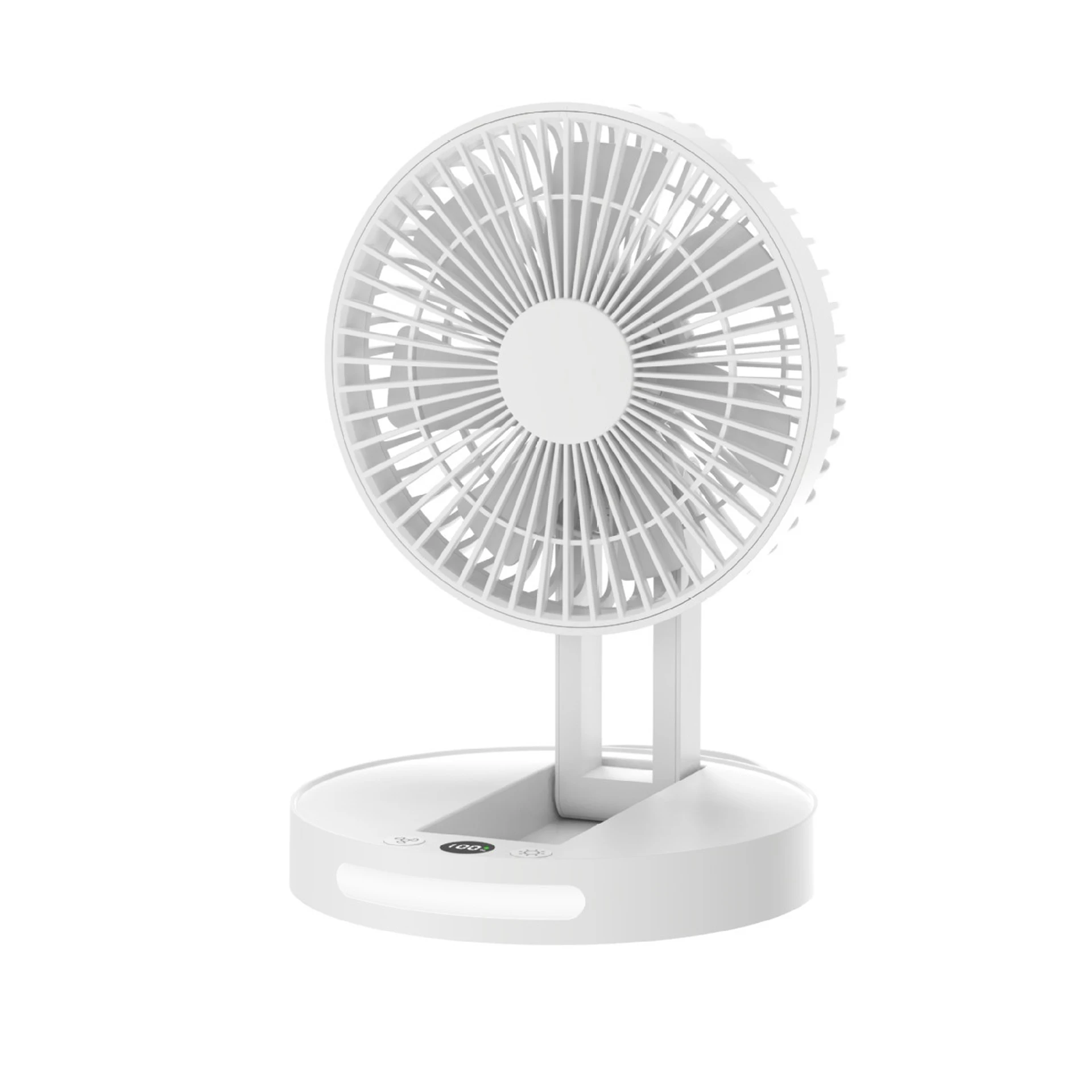 Table Fan Portable Foldable USB Desk Fan with 3600mAh Rechargeable Battery Night Light Mute for Home Office Outdoor Camping 2024