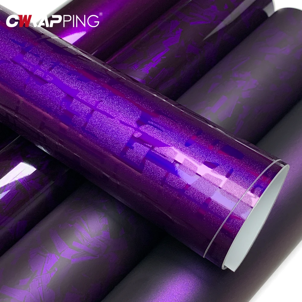 الأرجواني ملصق جسم السيارة الأفلام تغطي غطاء PET ألياف الكربون الفينيل التفاف احباط مقاوم للماء للجولف لامعة 4 اكسسوارات السيارات