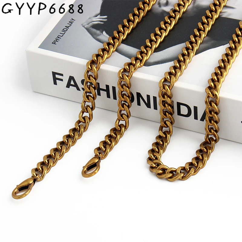 

2/8PCS 8mm Wide,90-100-110-120-130cm Old Gold Metal Chains Chain With Lobster Clasps For Shoulder Bags Straps Handbag Handles