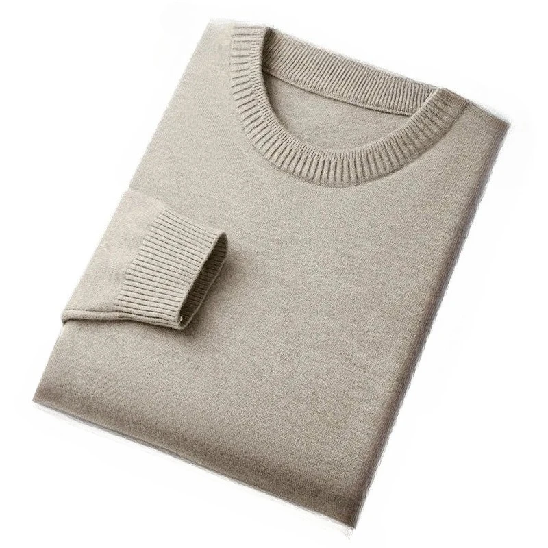 

New Autumn New Men's Round Neck Pullover Long Sleeved Knitted Sweater Retro Lightweight Sports Shirt Soild Color Casual Jacket