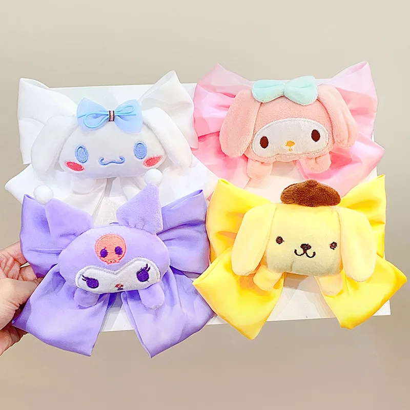 Kawaii meine Melodie Plüsch Puppe Bogen Haars pange Sanrio Anime Kuromi Cinna moroll Pompon purin niedlichen Bowknot Haarschmuck