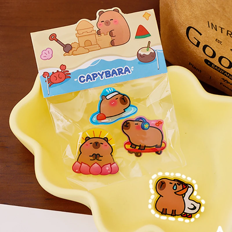 3pcs Cute Cartoon Capybara Brooch Set Fashion Lovely Animals Badge Clothes Bag Jewelry Pin Badges Decoration Jewelry Accessories