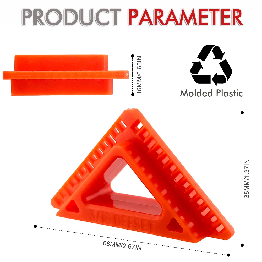 L'outil de révélation de boîtier de porte et de fenêtre en plastique moulé de 4 couleurs fournit des offs de 3/16" et 1/4" et une écart de 1/8"