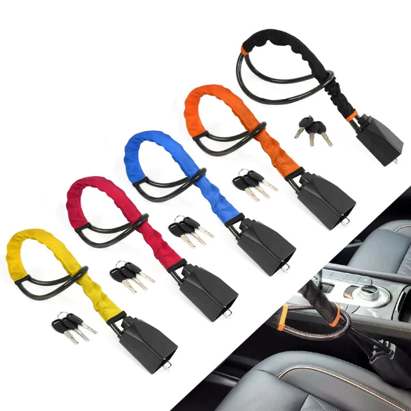 قفل عجلة قيادة السيارة العالمي مع حزام الأمان أبازيم قفل قوي لمنع السرقة قفل الجهاز المضاد لشاحنة SUV فان RV