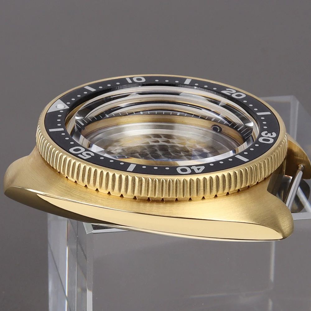 44mm Gold PVD Uhrengehäuse Saphirglas Aluminiumlünette für NH35 NH36 4R35 Uhrwerk Mod SKX 6309 6105 Turtle Gehäuse bei 4.1 Uhr – Detail 6
