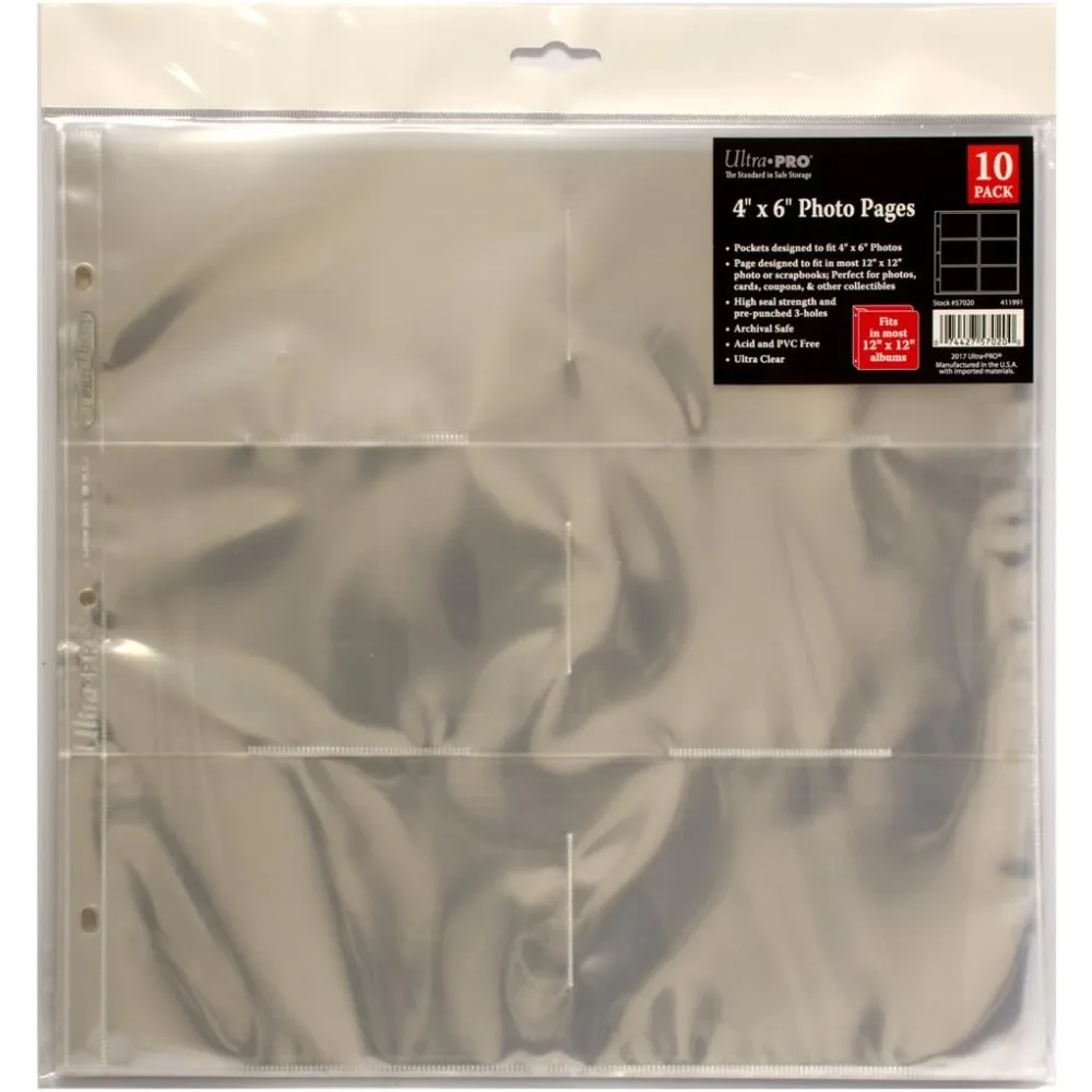 

12” x 12” Size 3-Hole Photo for 4 x 6 Inch Prints, 10-Pack