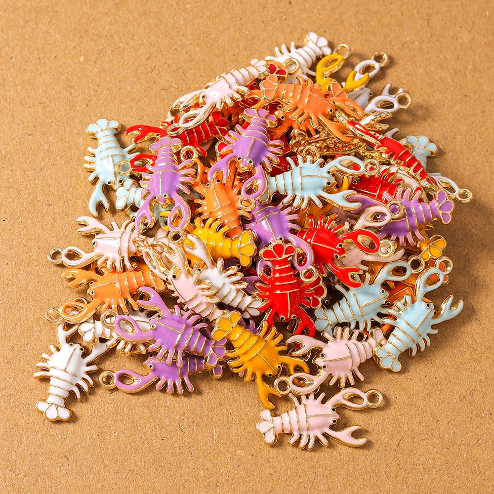 

10pcs Enamel Lobster Pendant Charms for Jewelry Making Necklace Earrings Bracelet DIY Handmade Accessories Supplies