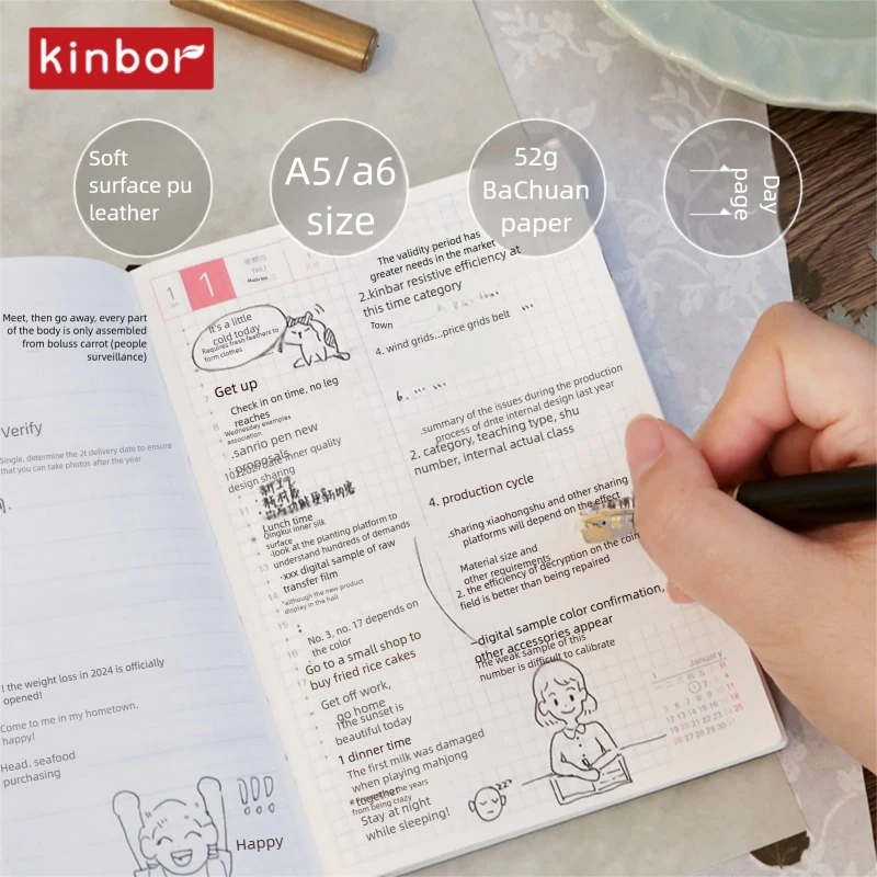 2026 Kinbor Notebook Planner A5 A6 Agenda Jurnal Sepanjang Tahun Jadwal Garis Waktu Harian Rencana Mingguan Catatan Kalender Manajemen Waktu