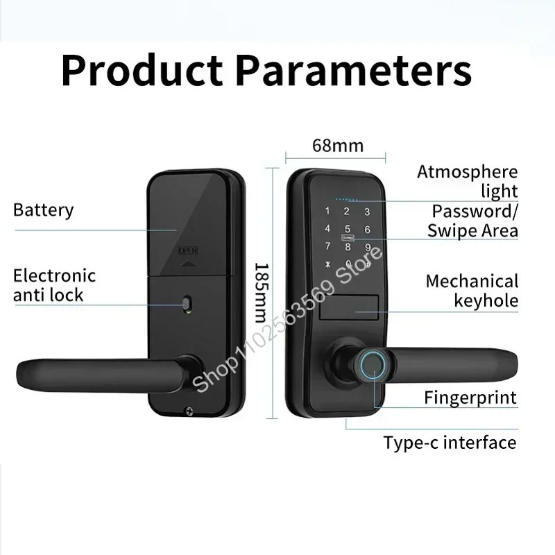 Tuya Smart Door Lock Fingerprint Password IC Card NFC APP Remote Unlock Smart lock Smart Home Fechadura Eletronica 도어락