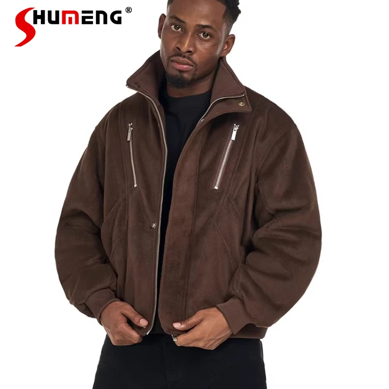 

2025 Autumn Winter New Trendy Handsome Coats Men Women Multi-Pocket Jackets Couple Thickened Warm Long Sleeve Multi-Zipper Tops