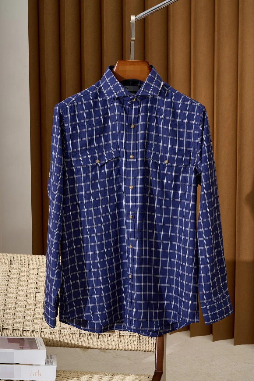 BILLIONAIRE SIJITONGDAMen's shirt inspired by blue and white checkers, made of high-quality fabric that is lightweight, breathab