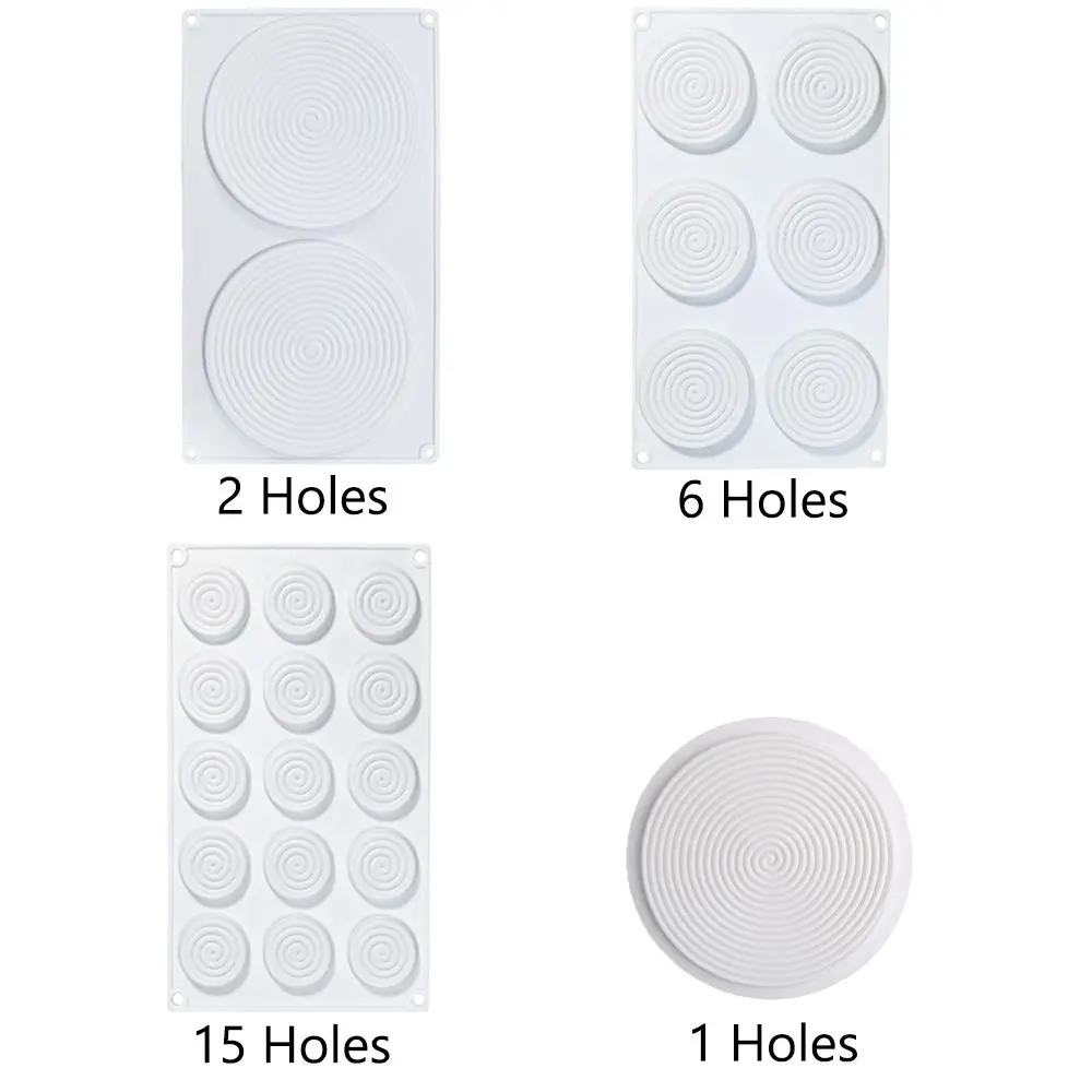 1/2/6/15 Holes Spiral Shape Silicone Mold 3D Cake Moulds Mousse For Ice Creams Chocolate Pastry Bakeware Art Pan Cake Mold