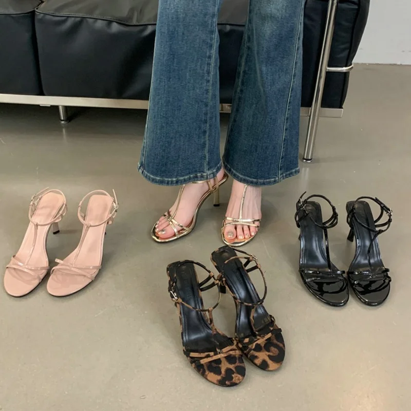 

Новые модные женские босоножки 2026 года с ремешком на щиколотке, на тонком высоком каблуке, для вечеринок, с узким ремешком, повседневные шлепанцы, Sandalias Mujer