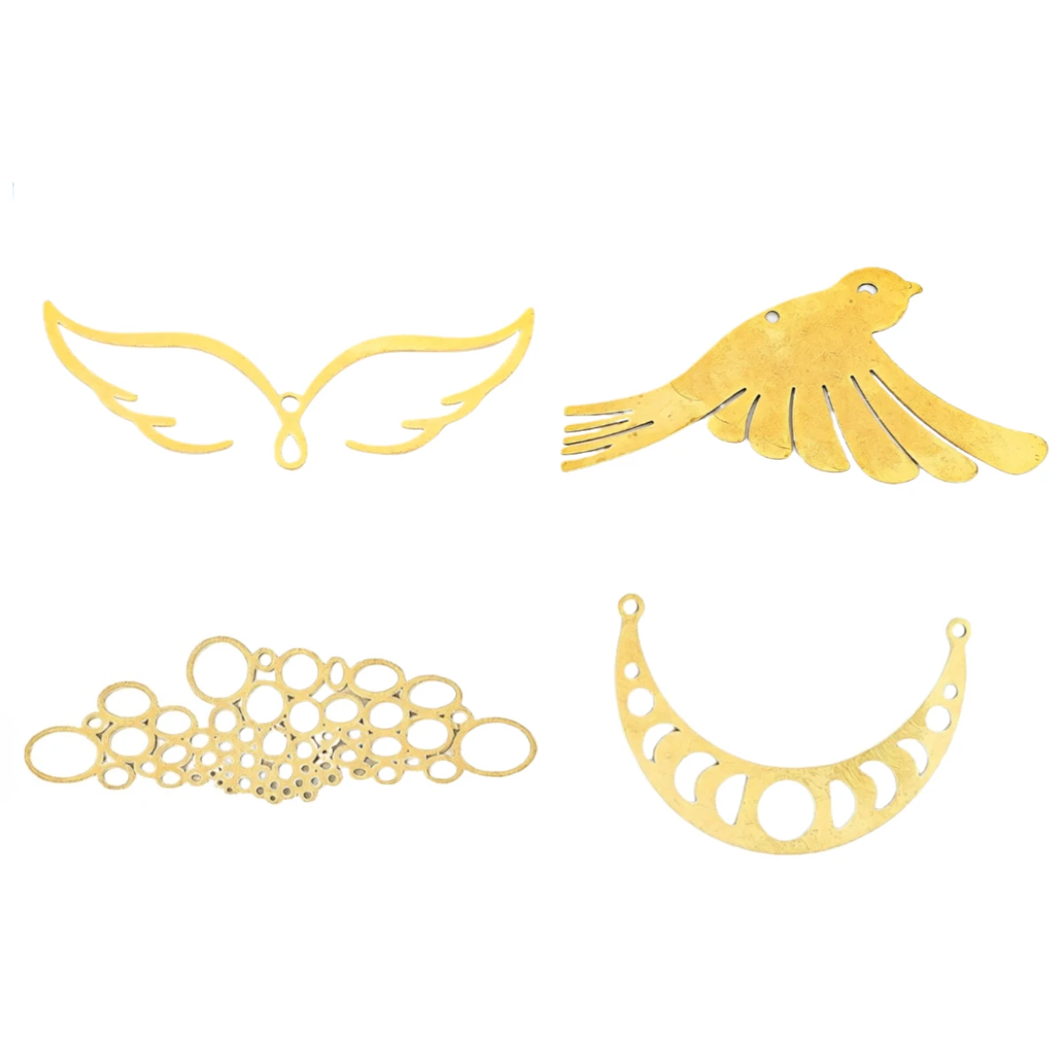 Crescent Moon Phase Hanging Brass Connector DIY Crystal Suncatcher Components Pendant Part Charms for Jewelry Making Accessories - view 2