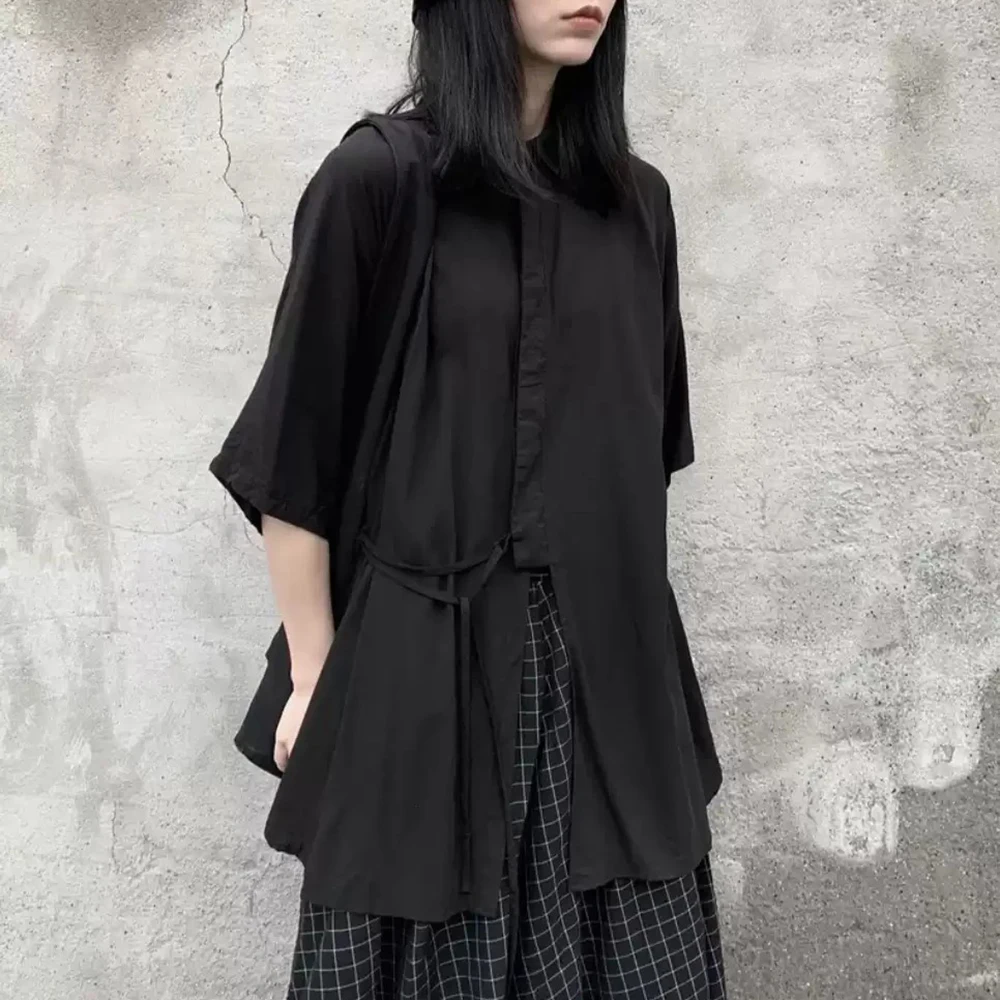 XS-5XL Summer New Unisex Solid Color Short-Sleeve Shirt Retro Fashion Trend High Street Casual Loose Simple Neutral Tops