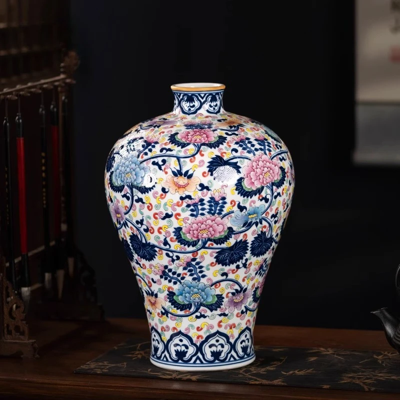 

handwork Doucai classic Blue white porcelain plum blossom vase room decoration home Flower China luxury ceramics pottery