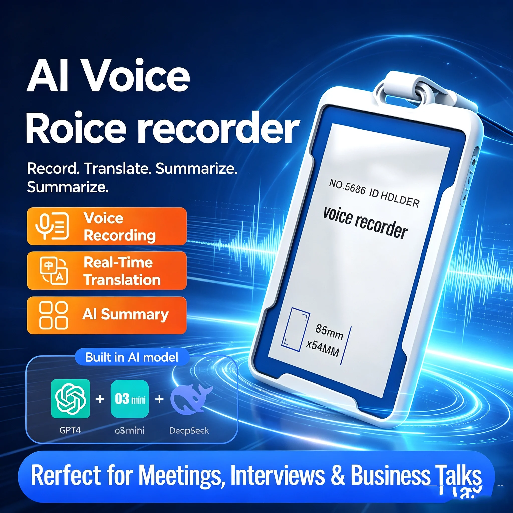 ID Card Voice Recorder 8-128GB Digital Professional USB Activated Sound Record Noise Reduce Audio Dictaphone Mp3 Player