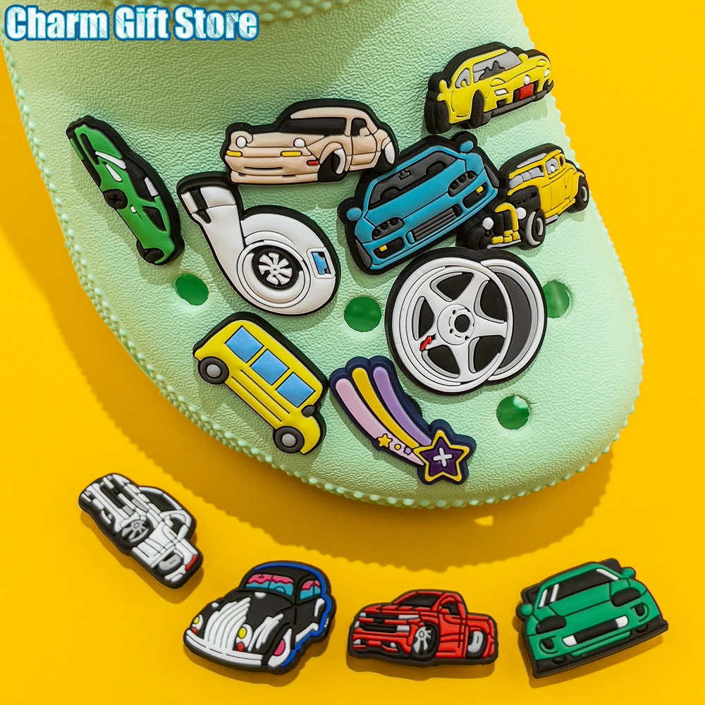 1pcs Clog Charms Cars Cool Roadster SUV PVC Clips Accessories Mini Classic Car Shoe Charms Turbine Clog Pin Kids Gift