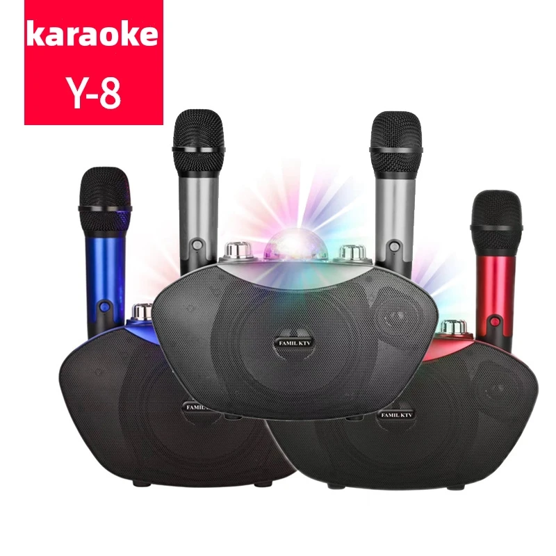 Y-8 Home KTV Microphone One to Two Karaoke Song Live Broadcast Equipment Bluetooth Speaker  Integrated KTV Audience Caixa De Som