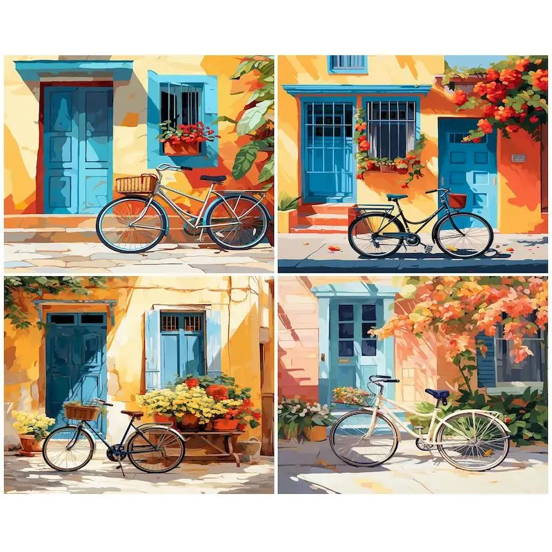 

GATYZTORY Oil Painting By Numbers Frame Canvas Painting Bicycle Number Painting Wall Decor Diy Gift Drawing By Number For Adult